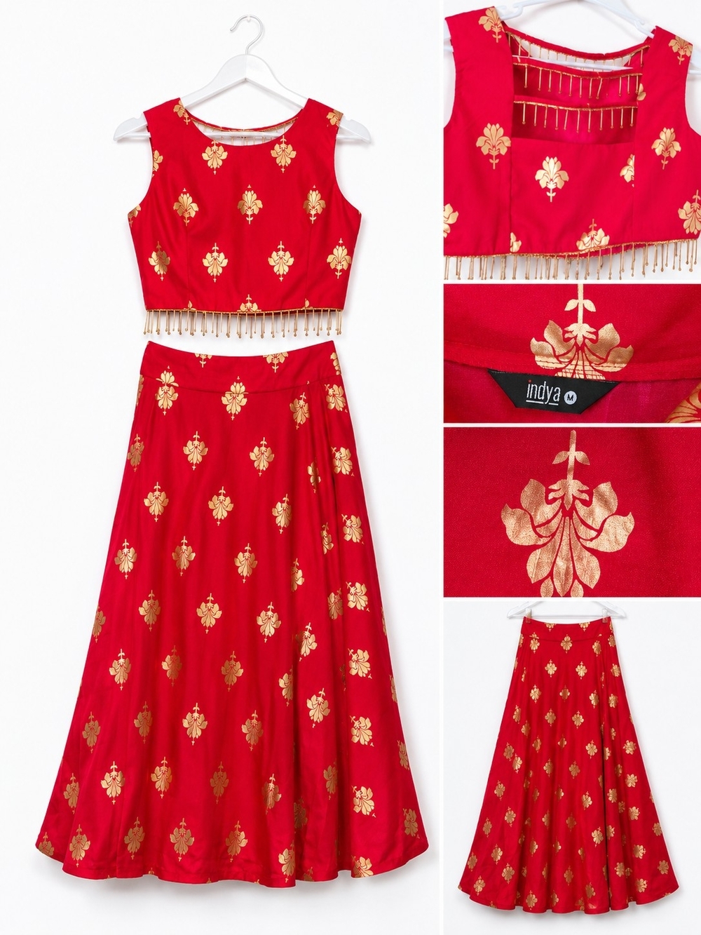 Women 2 Piece Skirt Co Ord Set/Lehnga With Crop Top